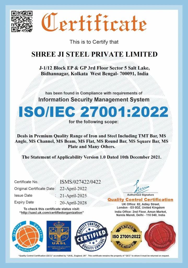 Shree Ji Steel Information Security Management System Certificate